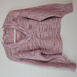 Moral Fiber Women’s Chunky Knit V-Neck Sweater Pink Purple Size M